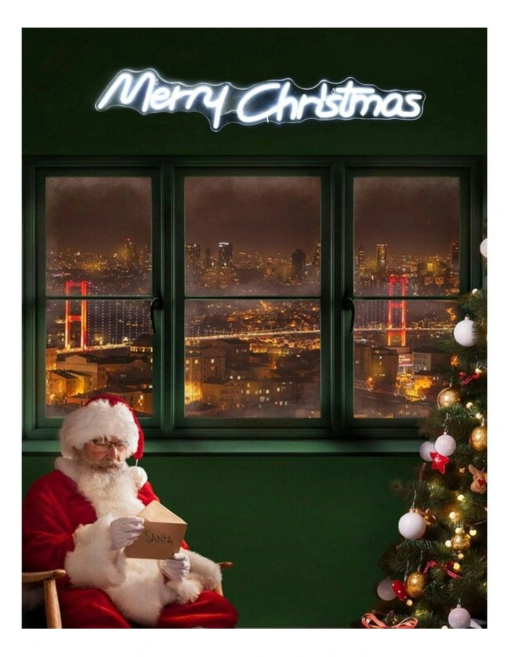 Merry Christmas Neon Sign 80x15cm in White image 1