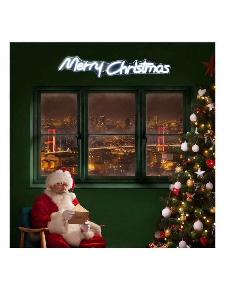 Merry Christmas Neon Sign 80x15cm in White image 2