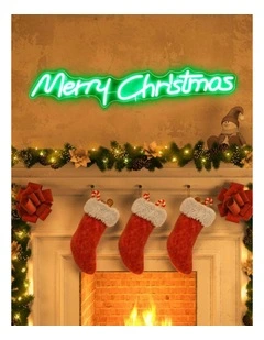 Merry Christmas Neon Sign 80x15cm in Green