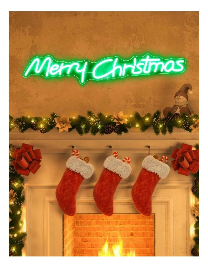 Merry Christmas Neon Sign 80x15cm in Green image 1
