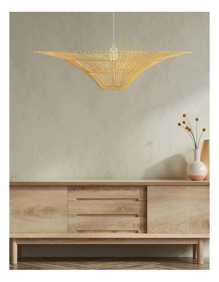 Felicity Rattan Pendant Small Light in Brown image 3