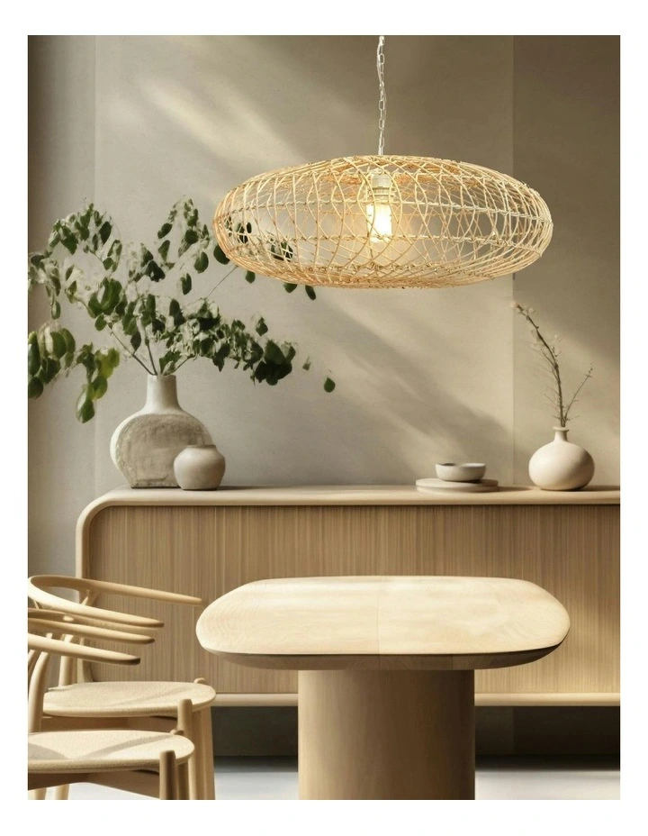 Laurel Rattan Large Pendant Light in Natural image 3