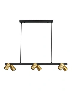 Bridge 6 Spot Pendant Light in Satin Brass