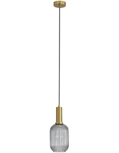 Luxe Ribbed Glass Pendant Light in Smoke