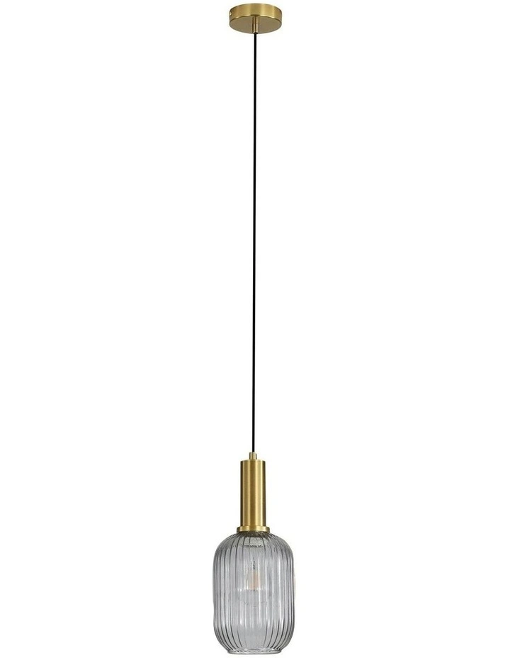 Luxe Ribbed Glass Pendant Light in Smoke image 1