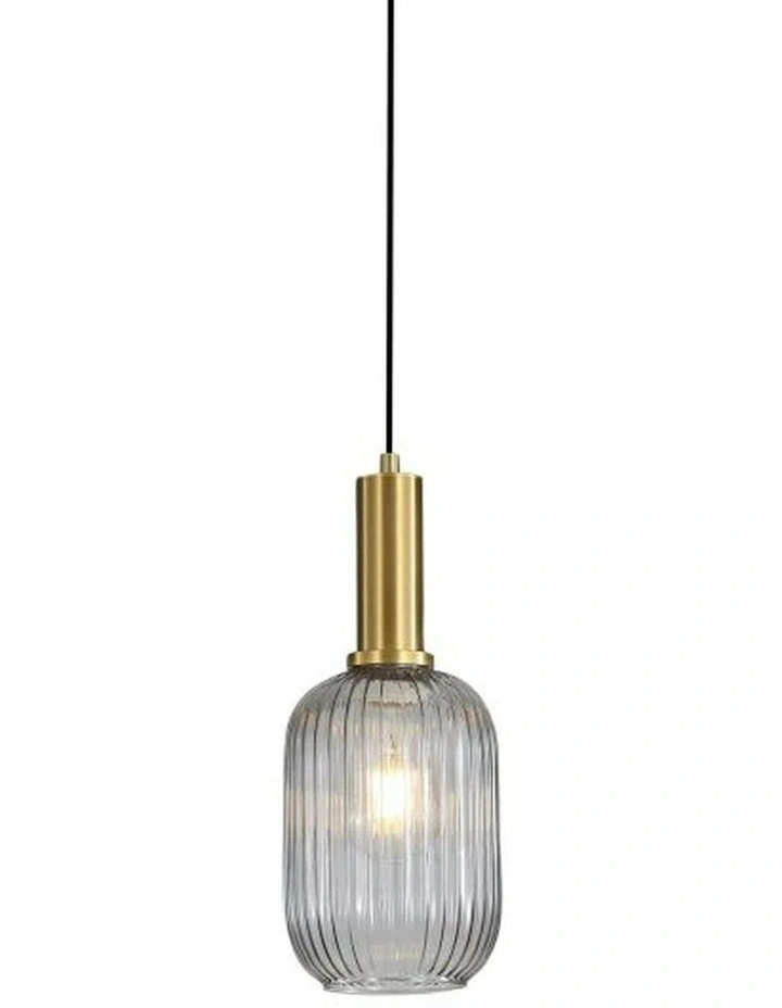 Luxe Ribbed Glass Pendant Light in Smoke image 2