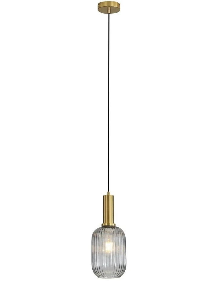 Luxe Ribbed Glass Pendant Light in Smoke image 4