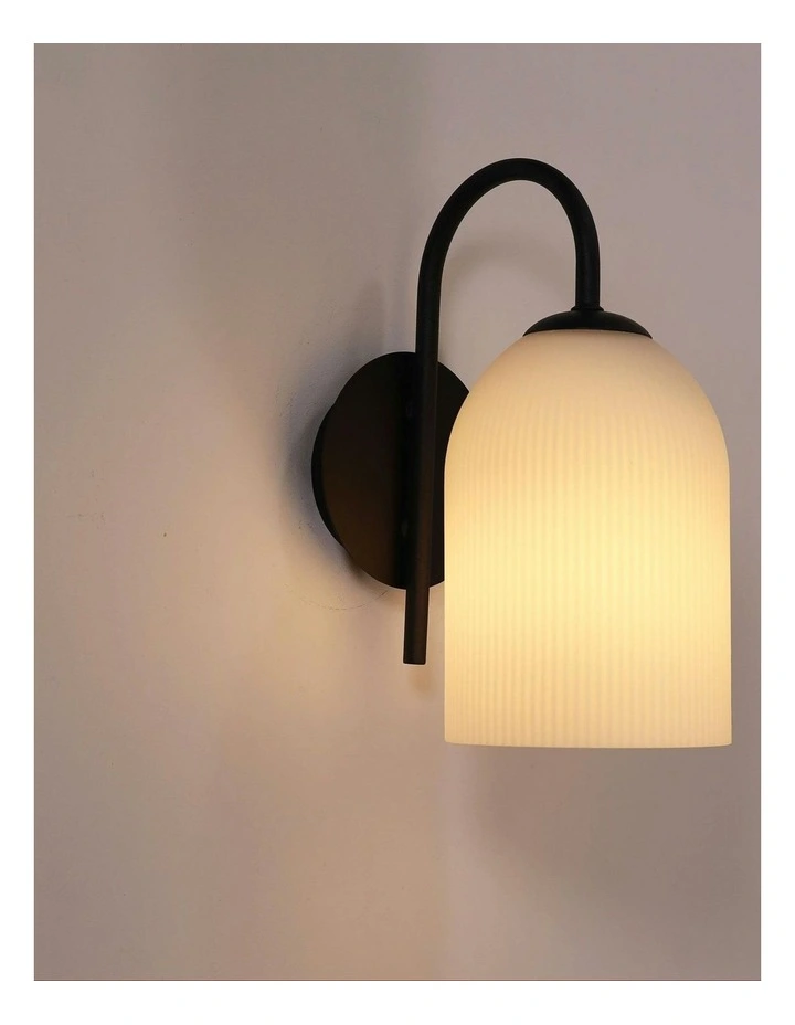 Arley Opal Matt Wall Light in Black image 2