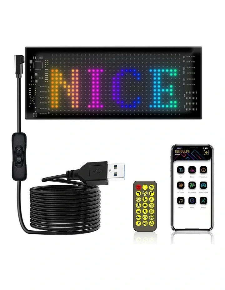 Programmable LED Matrix Panel Flexible Screen IP65 with APP Control 70*173mm in Multi image 2