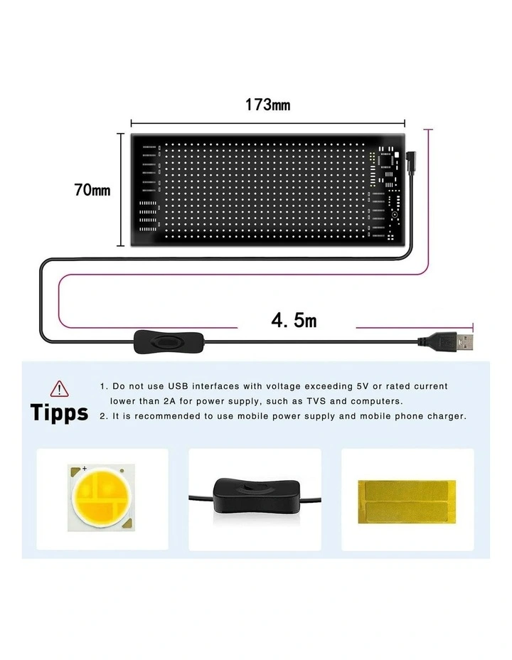 Programmable LED Matrix Panel Flexible Screen IP65 with APP Control 70*173mm in Multi image 6