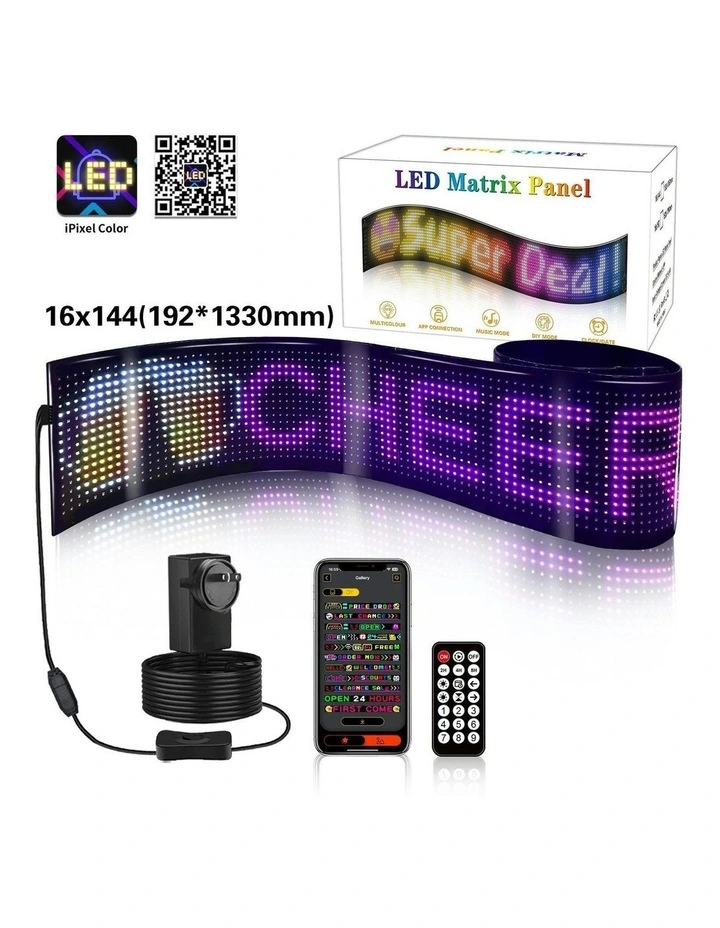 Programmable LED Matrix Panel Flexible Screen IP65 with APP Control 192*1330mm in Multi image 7