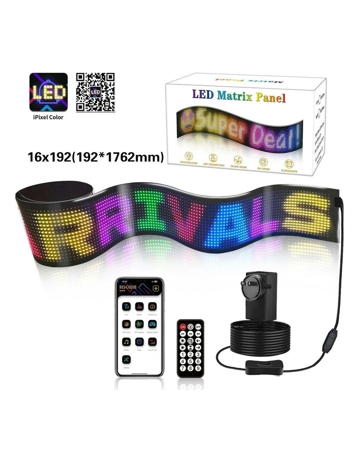 Programmable LED Matrix Panel Flexible Screen IP65 with APP Control 192*1762mm in Multi image 5
