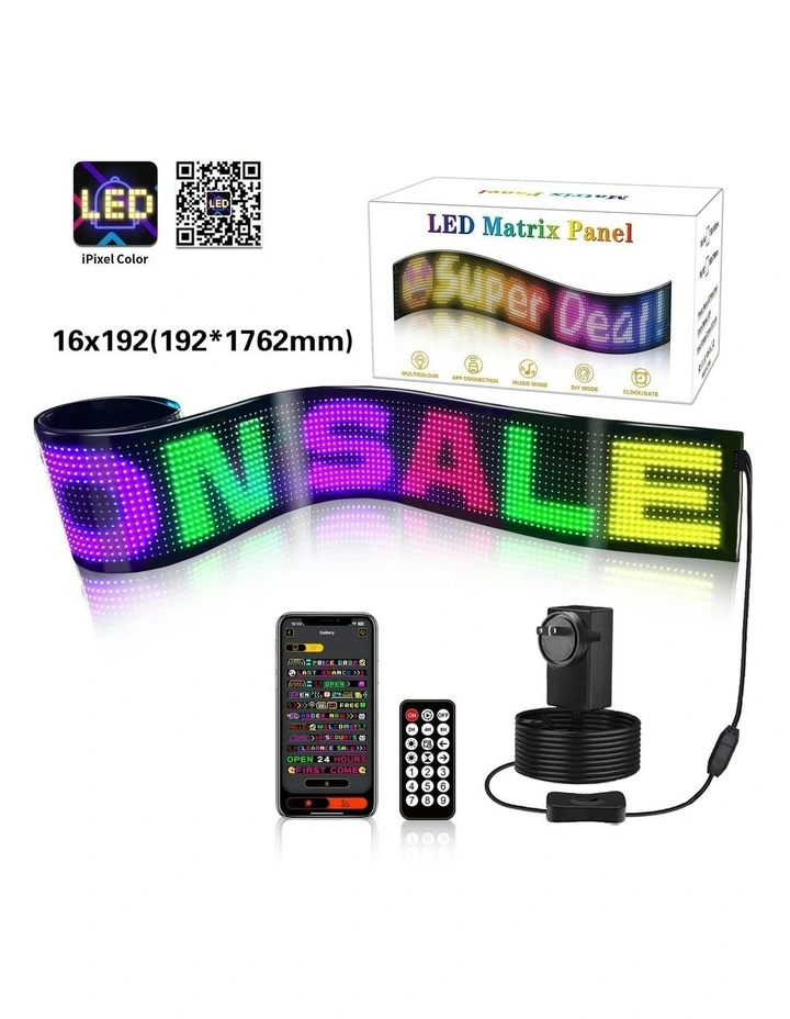 Programmable LED Matrix Panel Flexible Screen IP65 with APP Control 192*1762mm in Multi image 6