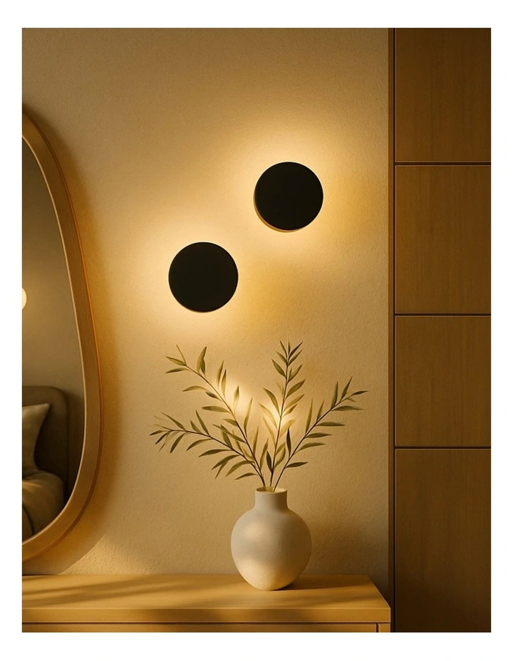 Orlan LED Colouring Disc Wall Sconce 180mm in Black image 2