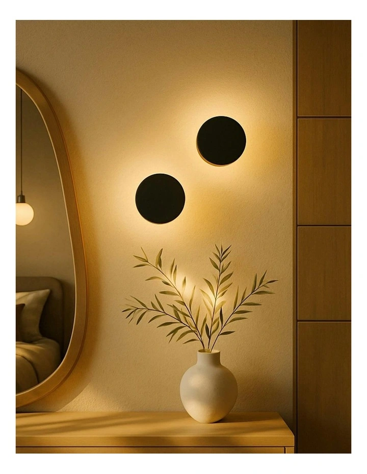Orlan LED Colouring Disc Wall Sconce 180mm in Black image 3