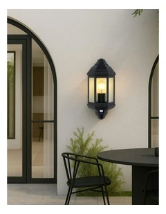 Avara Outdoor Wall Sconce With Sensor in Black