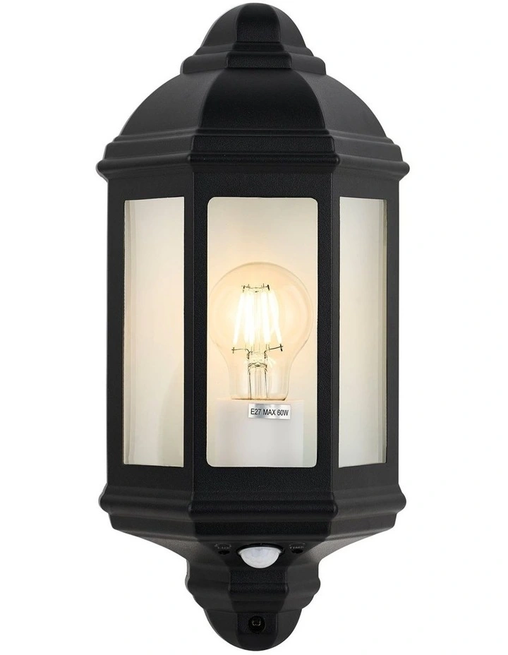 Avara Outdoor Wall Sconce With Sensor in Black image 1