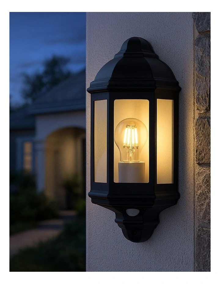 Avara Outdoor Wall Sconce With Sensor in Black image 2