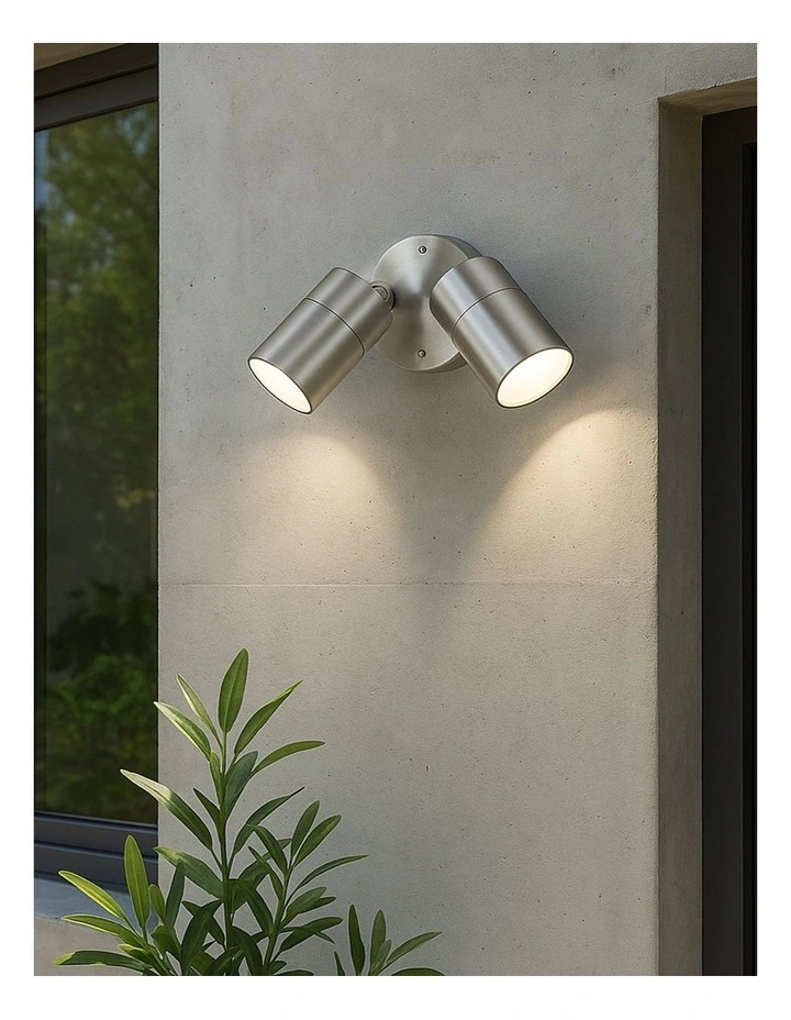 Zyven Adjustable2-Light Outdoor Wall Spotlight in Polished Silver image 2