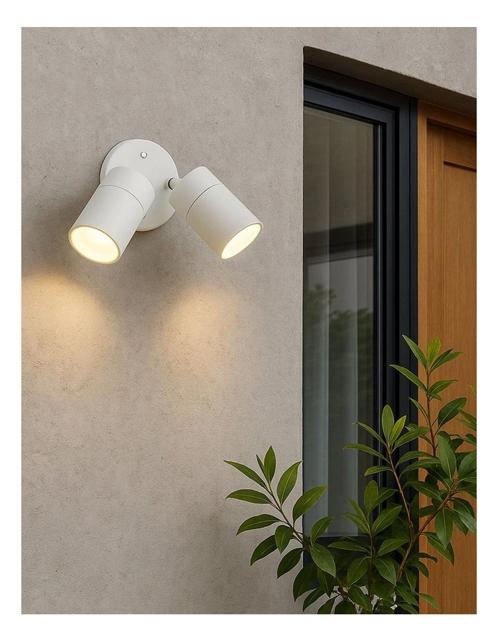 Zyven Adjustable2-Light Outdoor Wall Spotlight in White image 2