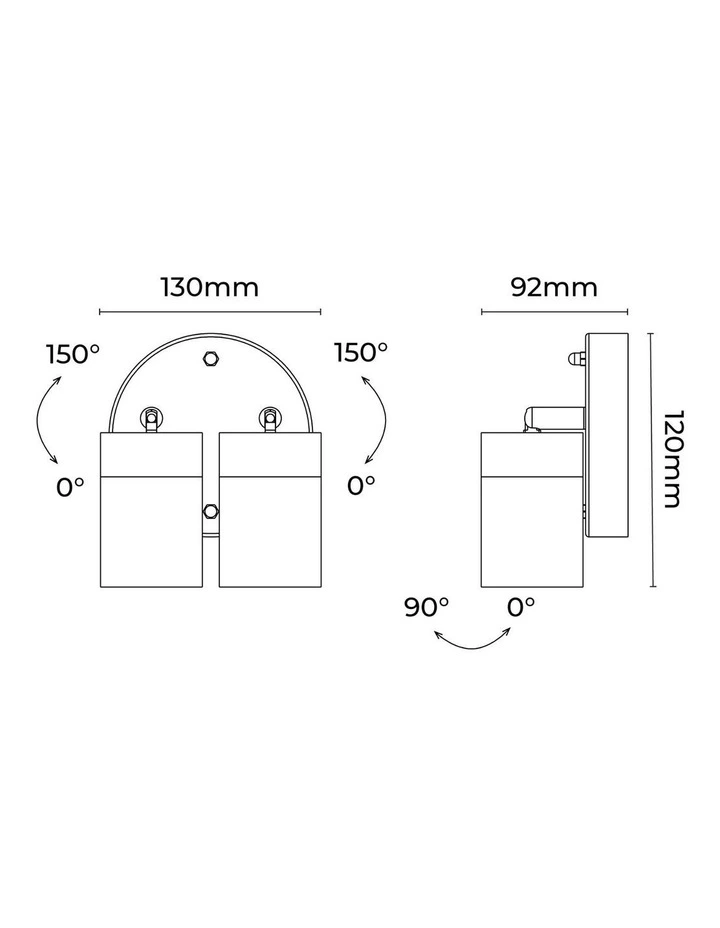 Zyven Adjustable2-Light Outdoor Wall Spotlight in Black image 4