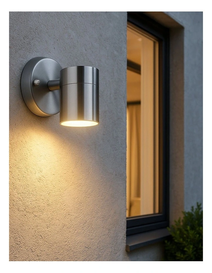 Zyven Fixed Single Outdoor Wall Light in Polished Silver image 2