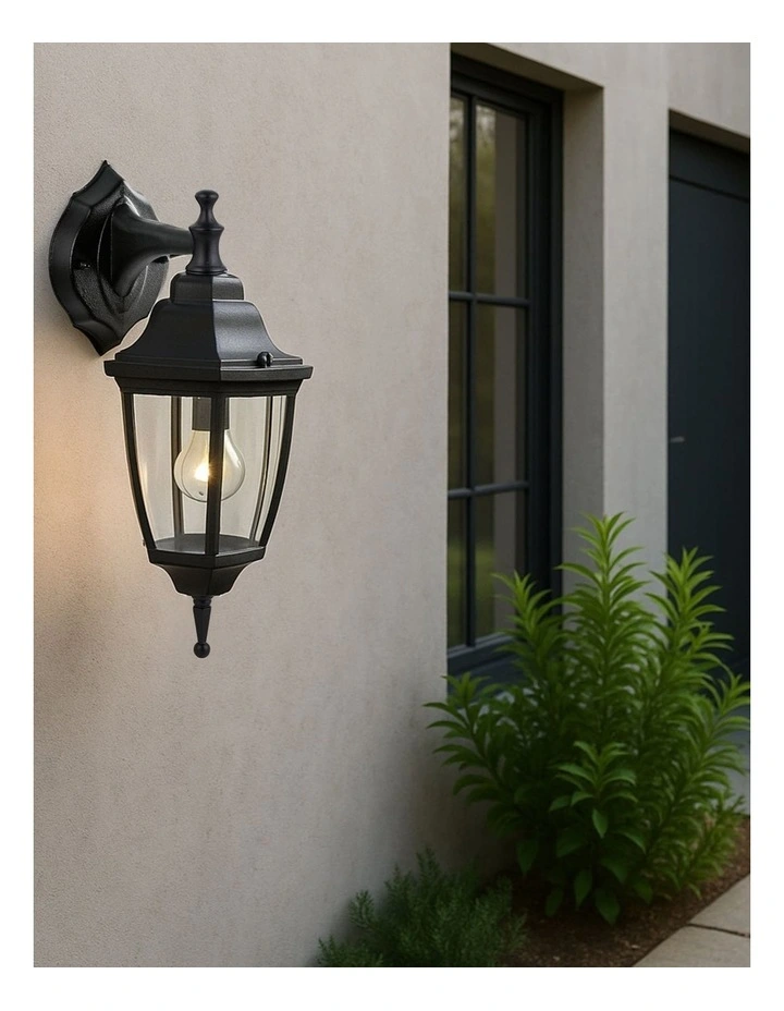 Lunor Down Outdoor Wall Light in Black image 2