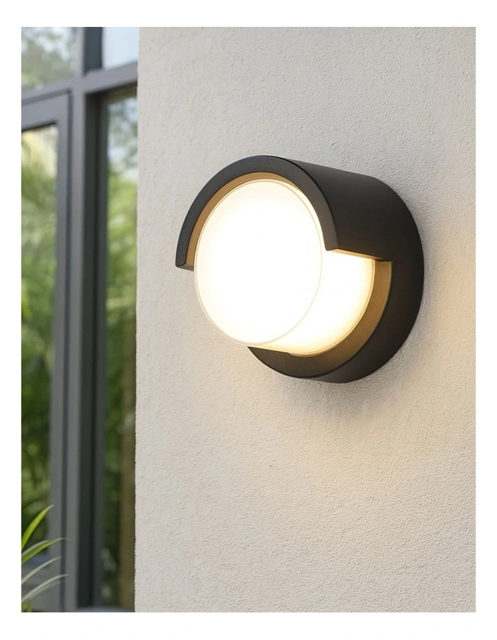 Aven Round CCT LED Outdoor Wall Light in Black image 2