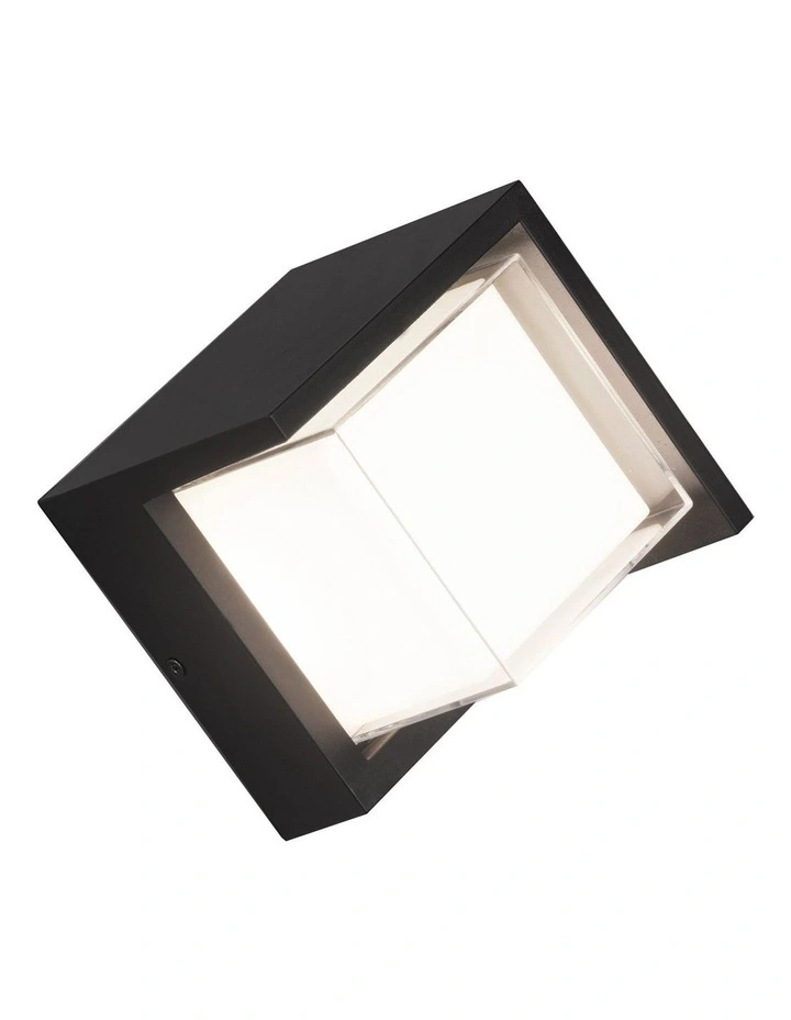 Tivor Square CCT LED Outdoor Wall Light in Black image 1