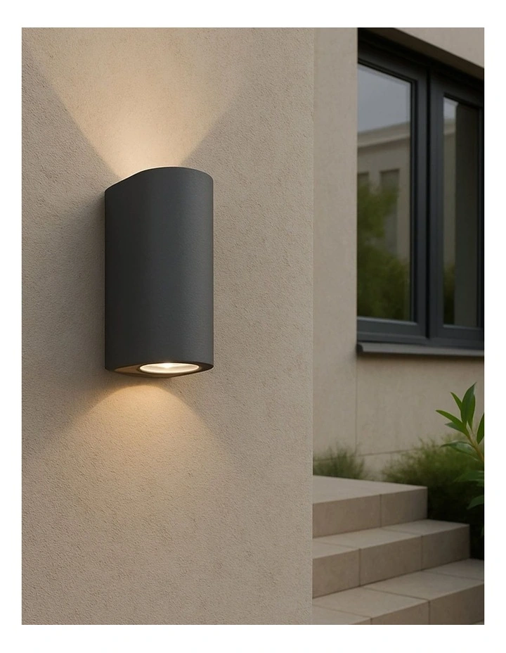 Olaris 2lt Up/Down Outdoor Wall Light in Grey image 2