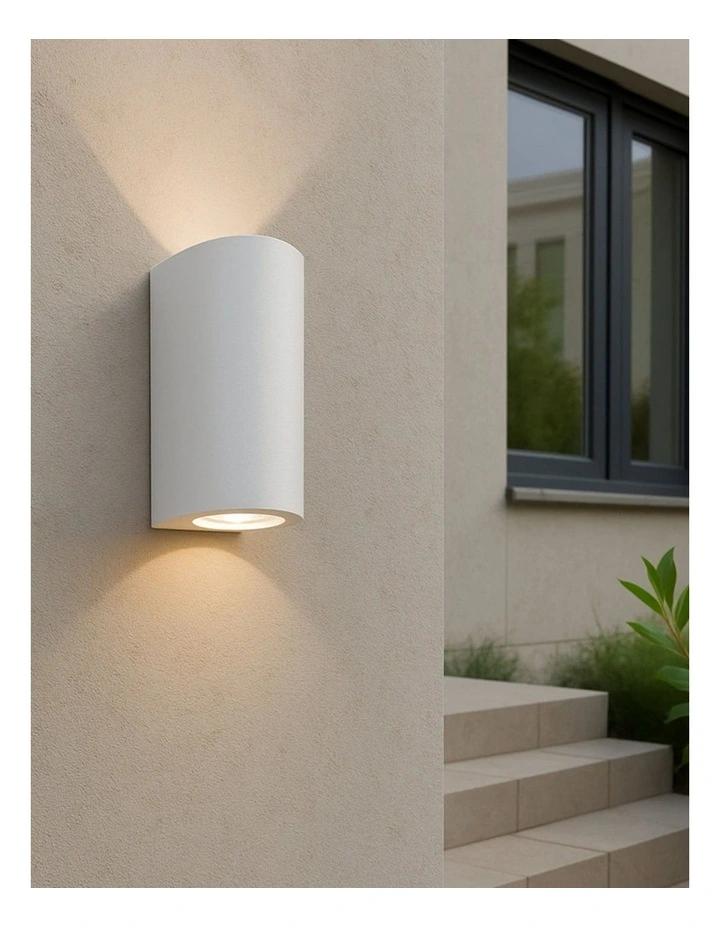 Olaris 2lt Up/Down Outdoor Wall Light in White image 2