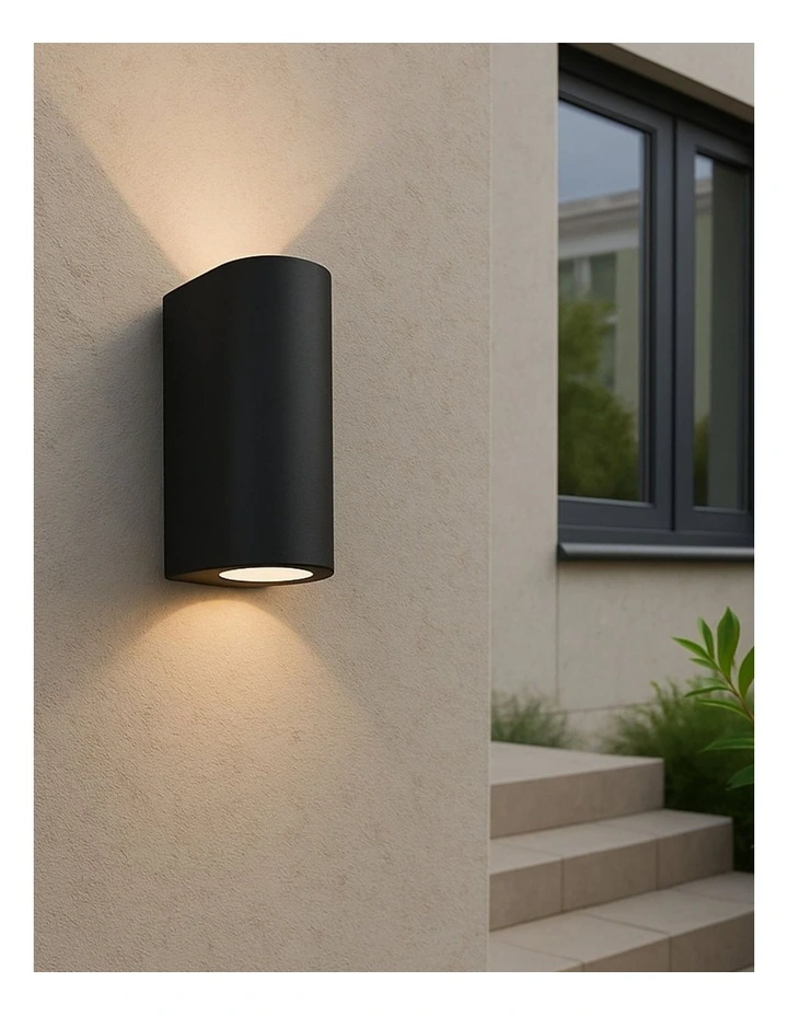Olaris 2lt Up/Down Outdoor Wall Light in Black image 2