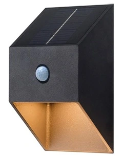 Velto Solar Led Outdoor Wall Light with PIR Sensor in Black
