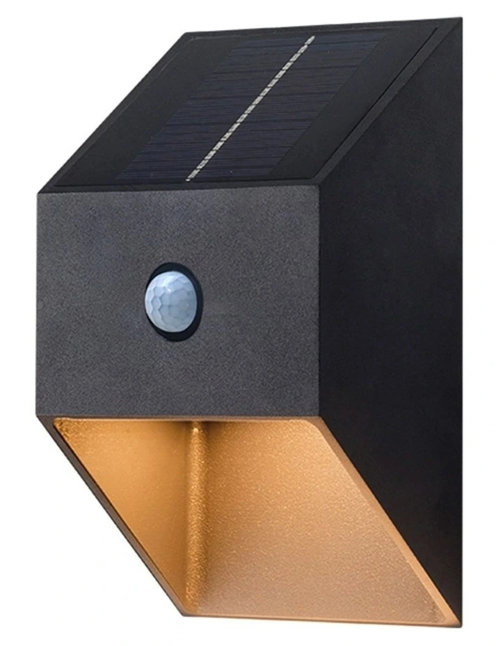 Velto Solar Led Outdoor Wall Light with PIR Sensor in Black image 1