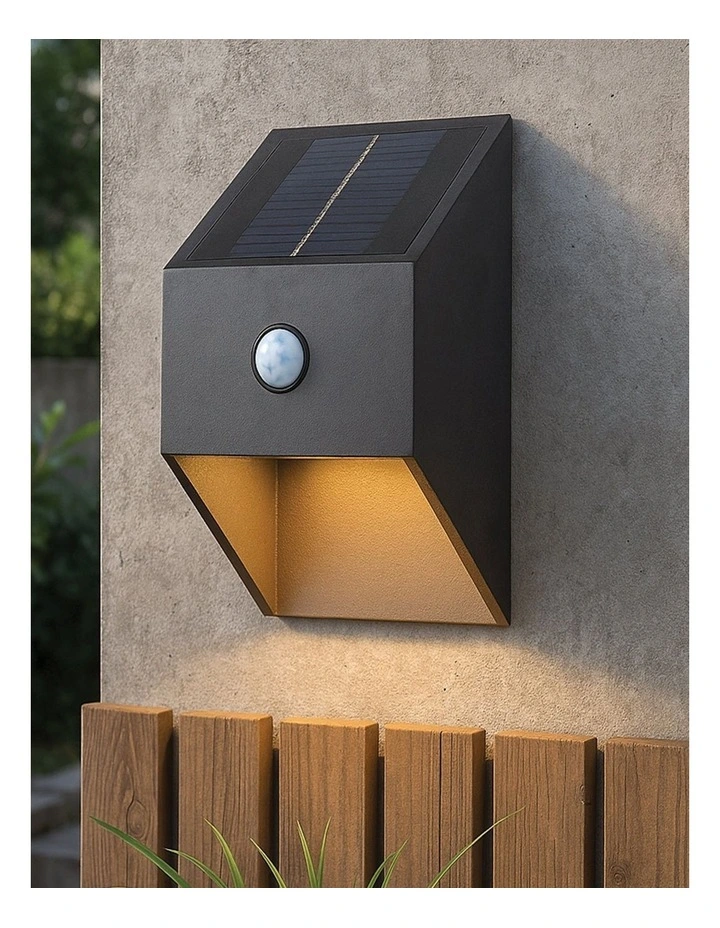 Velto Solar Led Outdoor Wall Light with PIR Sensor in Black image 2