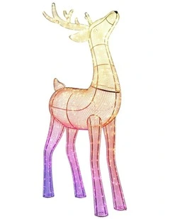 240 LED 3D Reindeers - Stag Reindeer AU Plug Clear Wire Iron, Acrylic - RGB+W