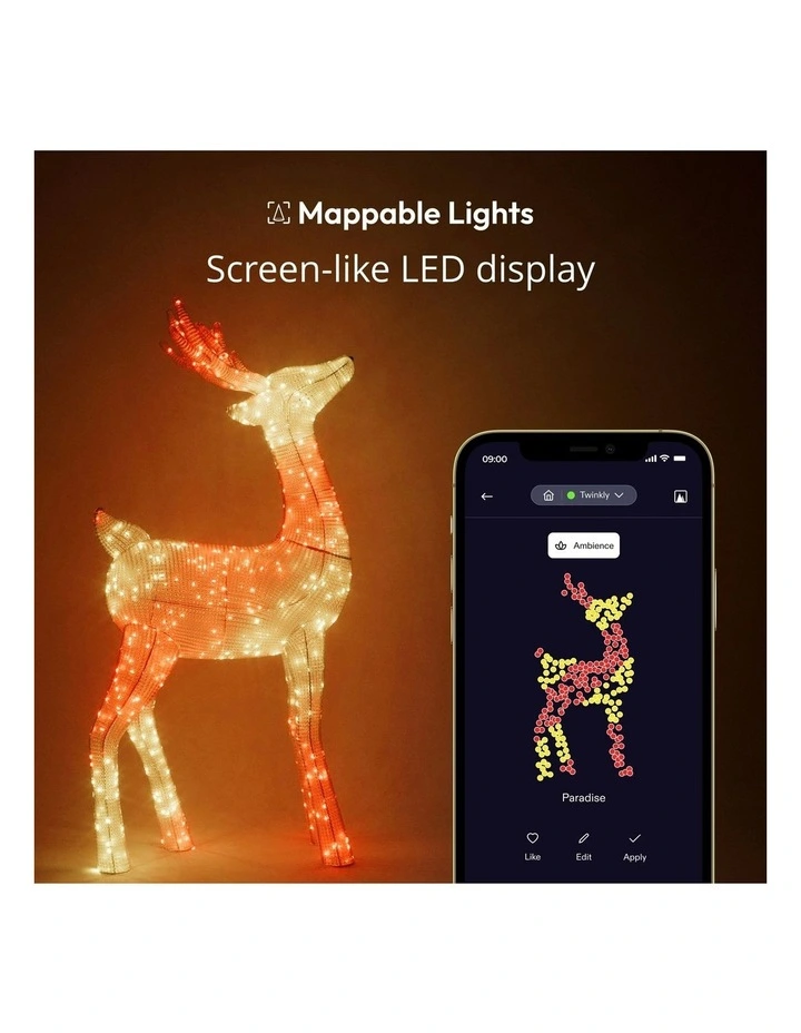 240 LED 3D Reindeers - Stag Reindeer AU Plug Clear Wire Iron, Acrylic - RGB+W image 4