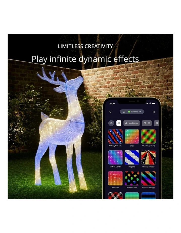 240 LED 3D Reindeers - Stag Reindeer AU Plug Clear Wire Iron, Acrylic - RGB+W image 5