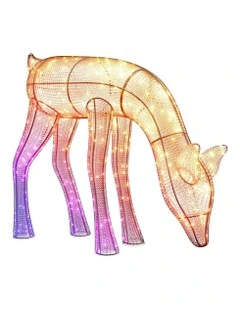 160 LED 3D Reindeers - Doe Reindeer AU Plug Clear Wire Iron, Acrylic - RGB+W