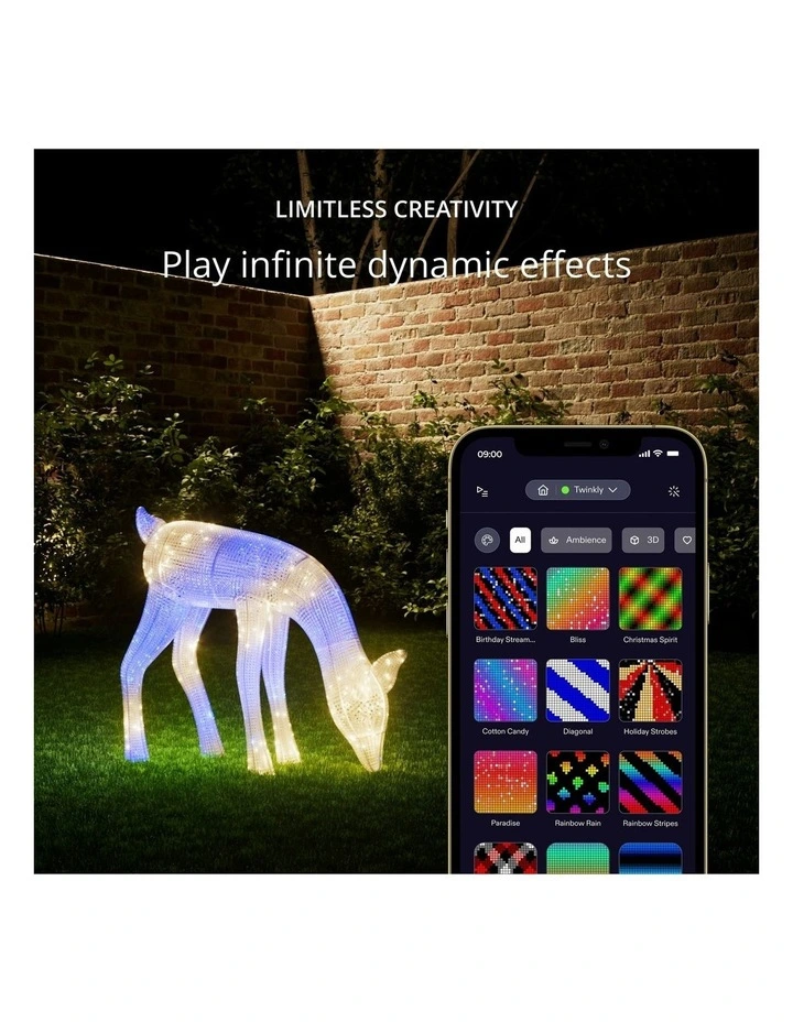 160 LED 3D Reindeers - Doe Reindeer AU Plug Clear Wire Iron, Acrylic - RGB+W image 4