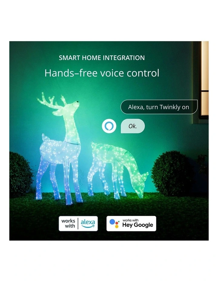 160 LED 3D Reindeers - Doe Reindeer AU Plug Clear Wire Iron, Acrylic - RGB+W image 7