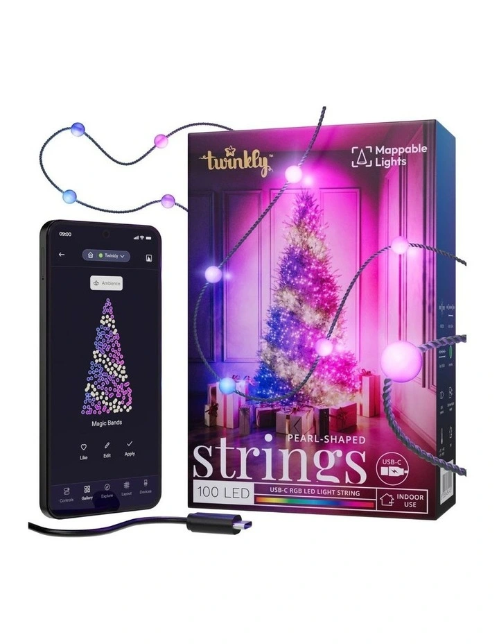LED Candie String Light USB-C Powered Green Wire Pearl Shape RGB - 200 image 2