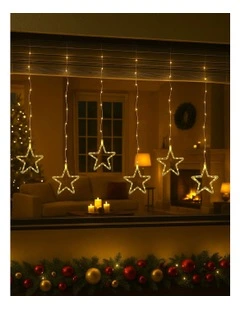 Waterfall Curtain With Stars 200cm in Warm White