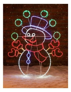 Juggling Snowman Animated Christmas Rope Light Silhouette 98cm