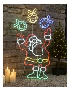 1M Juggling Santa Animated Christmas Rope Light Silhouette in Multi