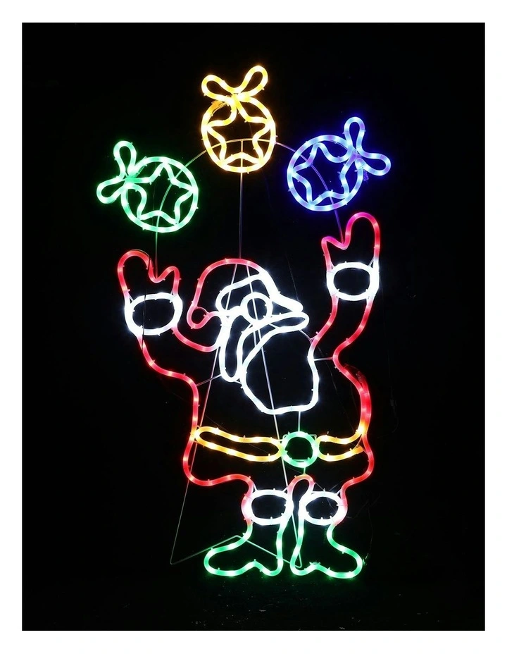 1M Juggling Santa Animated Christmas Rope Light Silhouette in Multi image 2