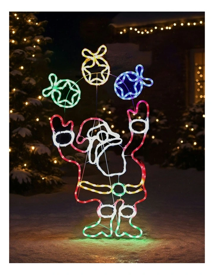 1M Juggling Santa Animated Christmas Rope Light Silhouette in Multi image 3