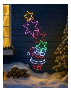 Starry Santa With Stars Rope Light Silhouette in Multi