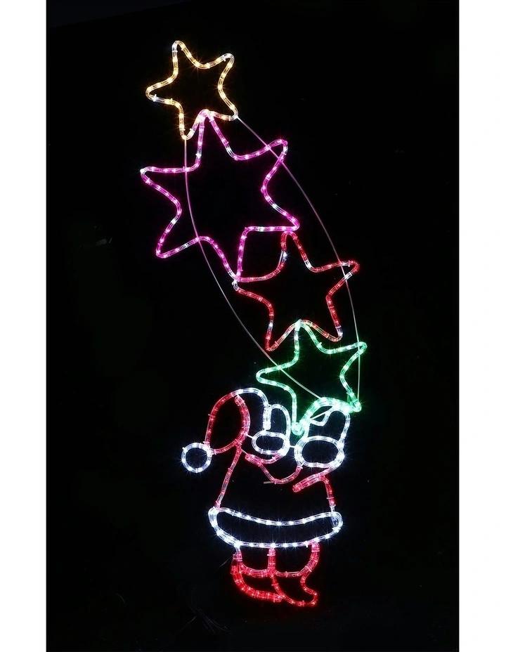 Starry Santa With Stars Rope Light Silhouette in Multi image 3