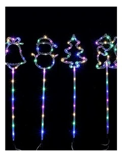 Path Light With Santa, Tree, Bell And Snowman